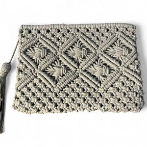 Handcrafted Gray Macrame Clutch​​